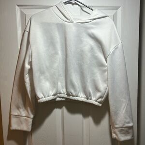 Cropped white hoodie